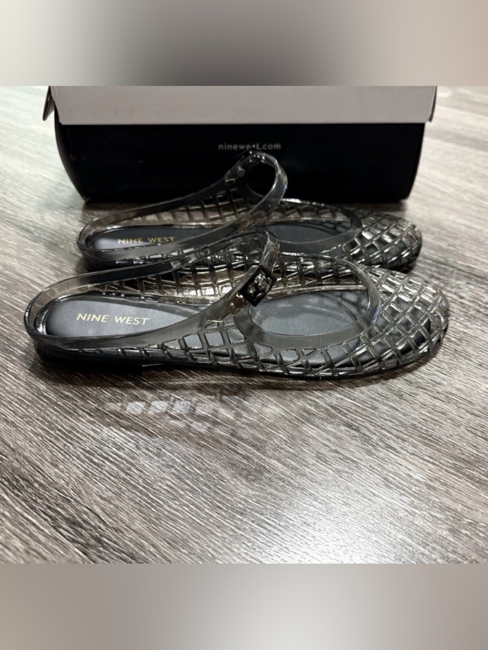 Nine West Smoky black / gray Jelly Mary Jane Mule size 9 NIB - Picture 4 of 8